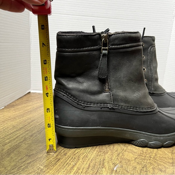 Sperry Black Gray Women’s Pull On Side Zip Side Lace Duck Boots Size 10 - Picture 13 of 13